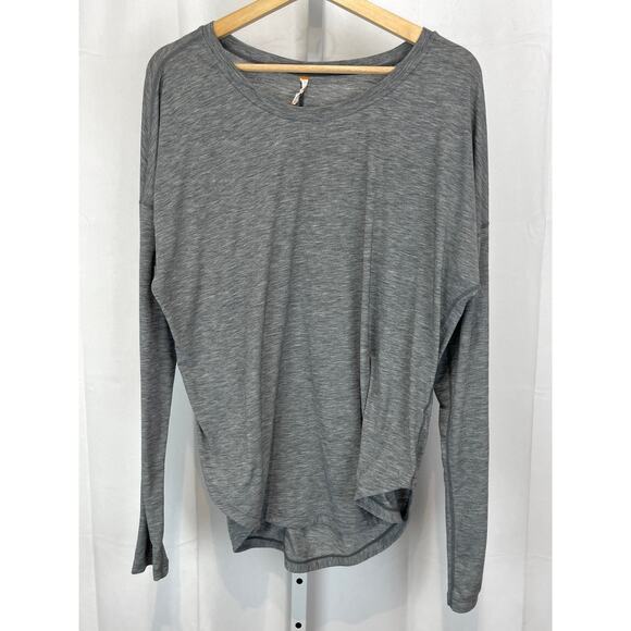 LUCY Activewear Drop Shoulder Long Sleeve Top Heather Gray Size L - Picture 1 of 8